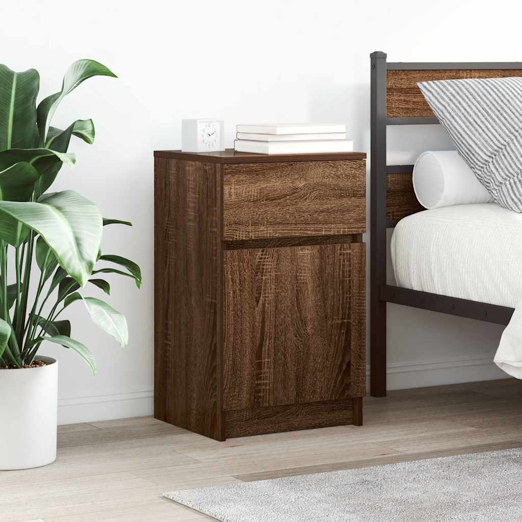 vidaXL Yöpöydät 2 kpl ruskea tammi 39x35x65 cm tekninen puu