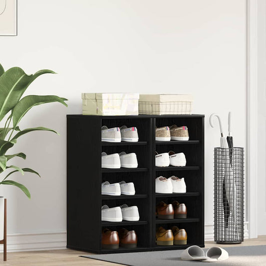 vidaXL Kengäteline 2 kpl Musta Tammi 32x35x70 cm Tekninen Puu