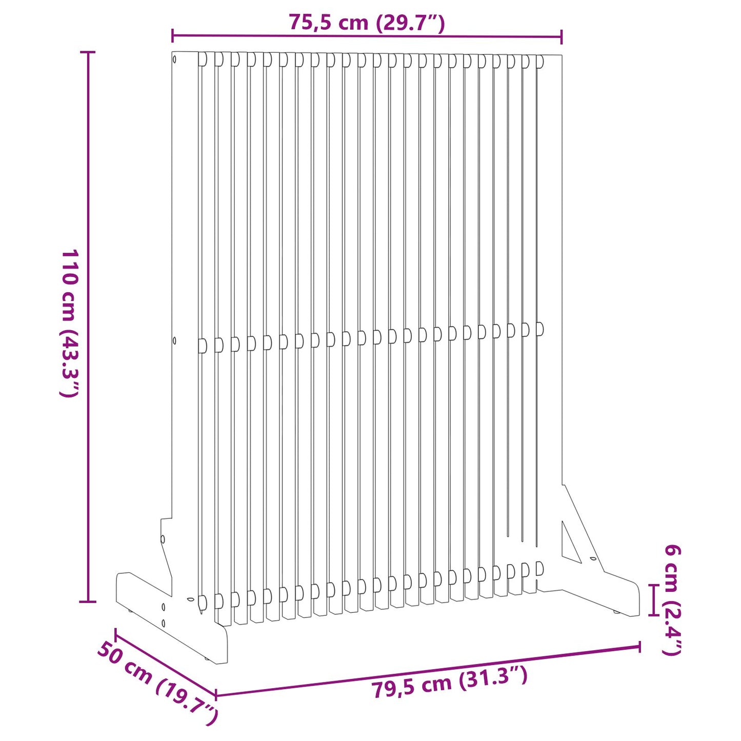 vidaXL Yksityisyysnäyttö Sisä- ja Ulkokäyttöön 110 cm Kestävä Akasiapuu