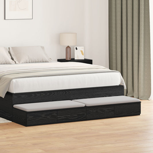 vidaXL Yöpöydät Musta tammi Puu 150 x 36.5 x 16.5 cm Yöpöytä