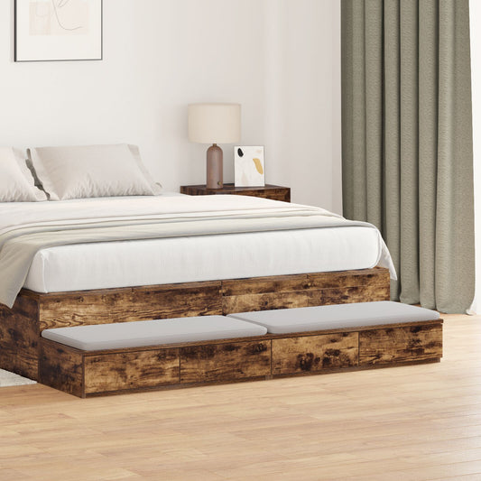 vidaXL Yöpöydät Savutettu Tammi Täysi Tammi 140 x 36.5 x 16.5 cm Kestävä