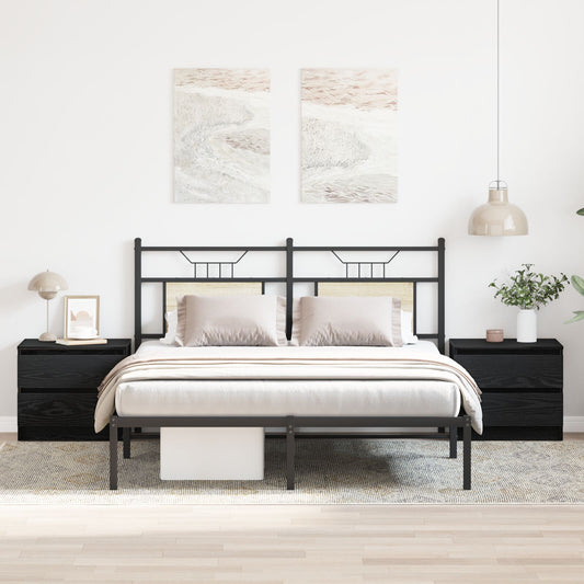 vidaXL Yöpöydät 2 kpl Musta Tammi 50x40x43,5 cm Tekninen puu
