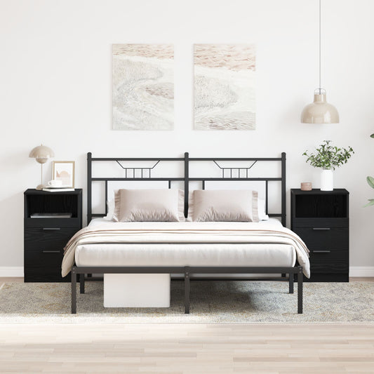 vidaXL Yöpöydät 2 kpl Musta Tammi 40x35x65 cm Tekninen puu