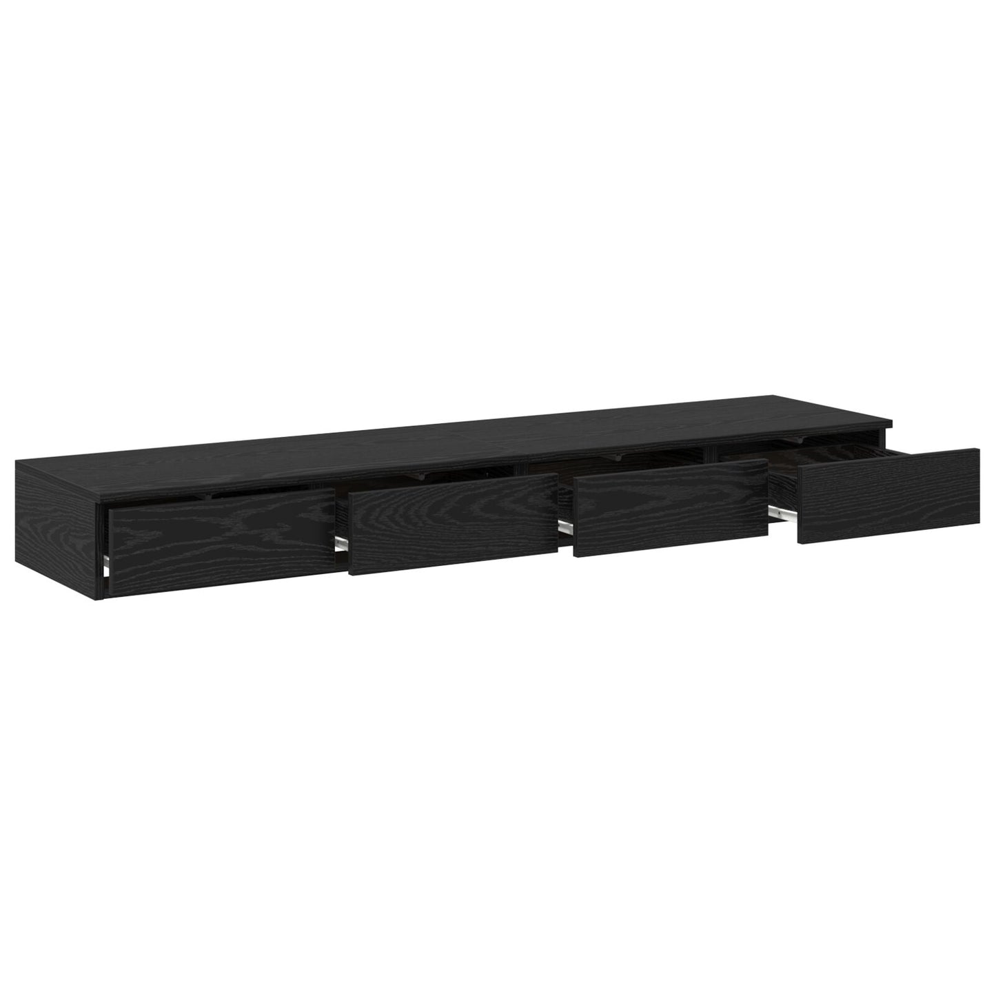 vidaXL Yöpöydät Musta tammi Puu 150 x 36.5 x 16.5 cm Yöpöytä