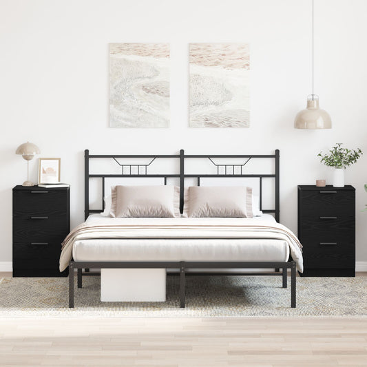vidaXL Yöpöydät 2 kpl Musta Tammi 40x65x65 cm Teknistä puuta