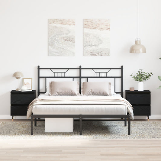 vidaXL Yöpöydät 2 kpl Musta Tammi 40x35x50 cm Keinotekoinen Puu