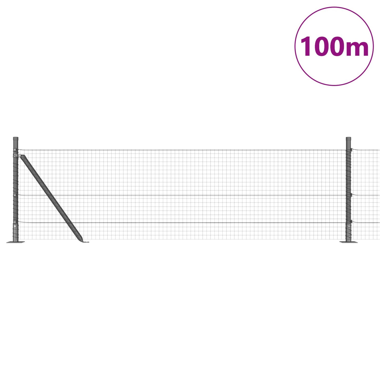 vidaXL Hitsattu verkkohäkkä 7 kourupylväällä Harmaa 0,5 x 100 m Teräs